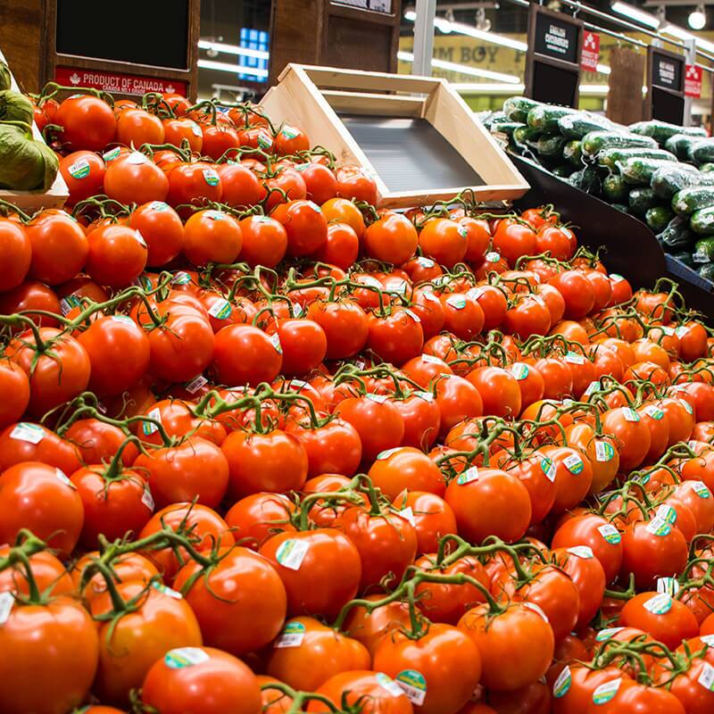 Farm Boy Oakwoods, produce section. Red Tomato Display.