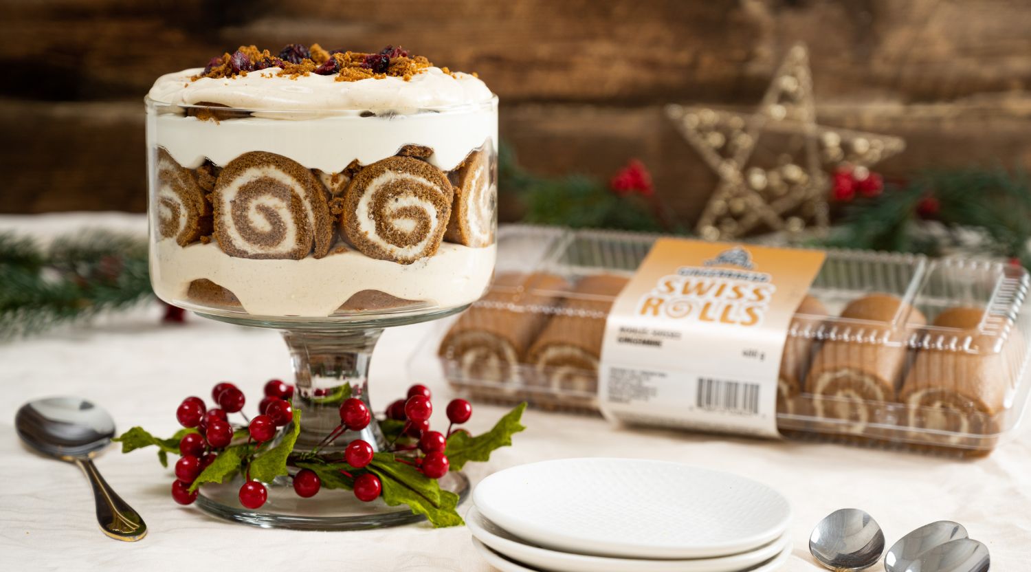 Gingerbread Swiss Roll Trifle