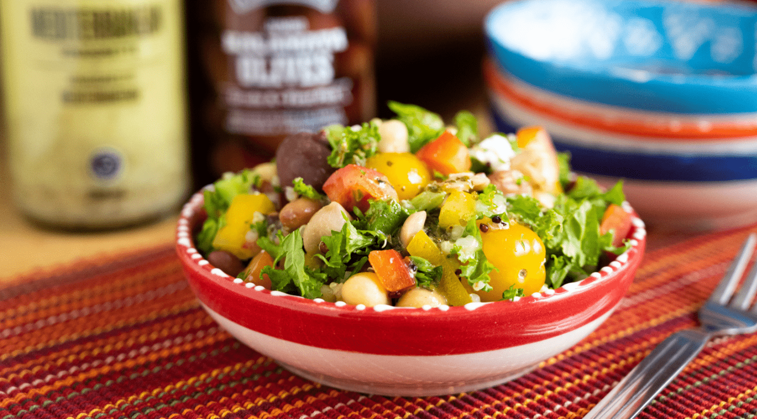 Mediterranean Bean, Kale, & Quinoa Salad