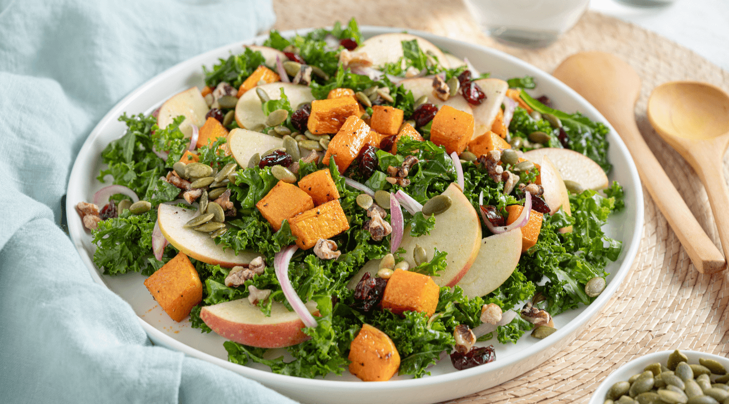 Warm Kale, Apple, and Butternut Squash Salad