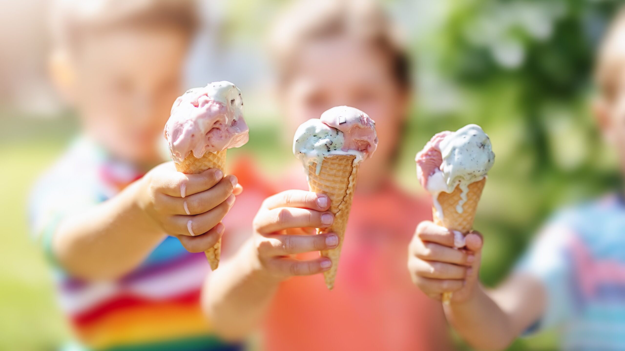 Kids holding melting Ice cream