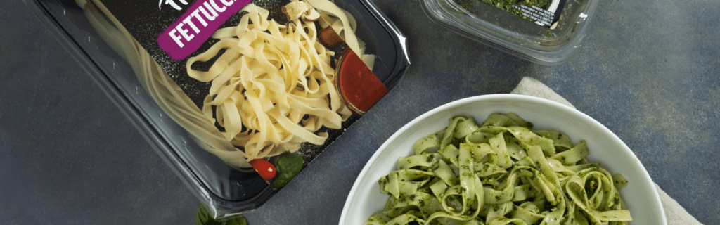 pesto and fettuccine