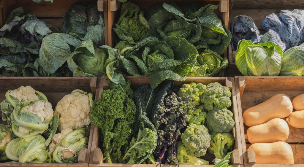 fresh spring vegetables at market