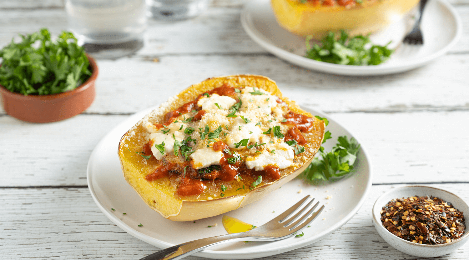 Stuffed Spinach and Tomato Spaghetti Squash