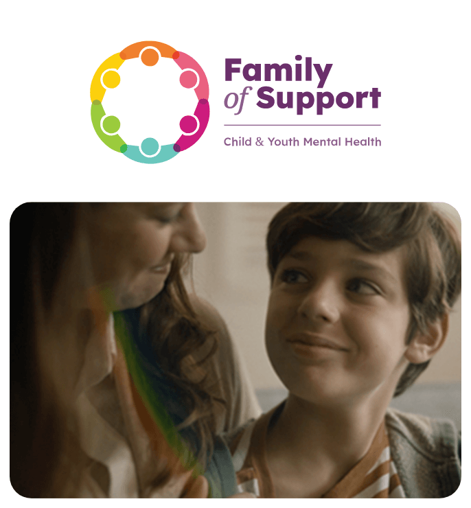 m5-CYMH-686x740-@2x Family of Support program logo at the top and below that is an image of a mother and her child smiling at each other.