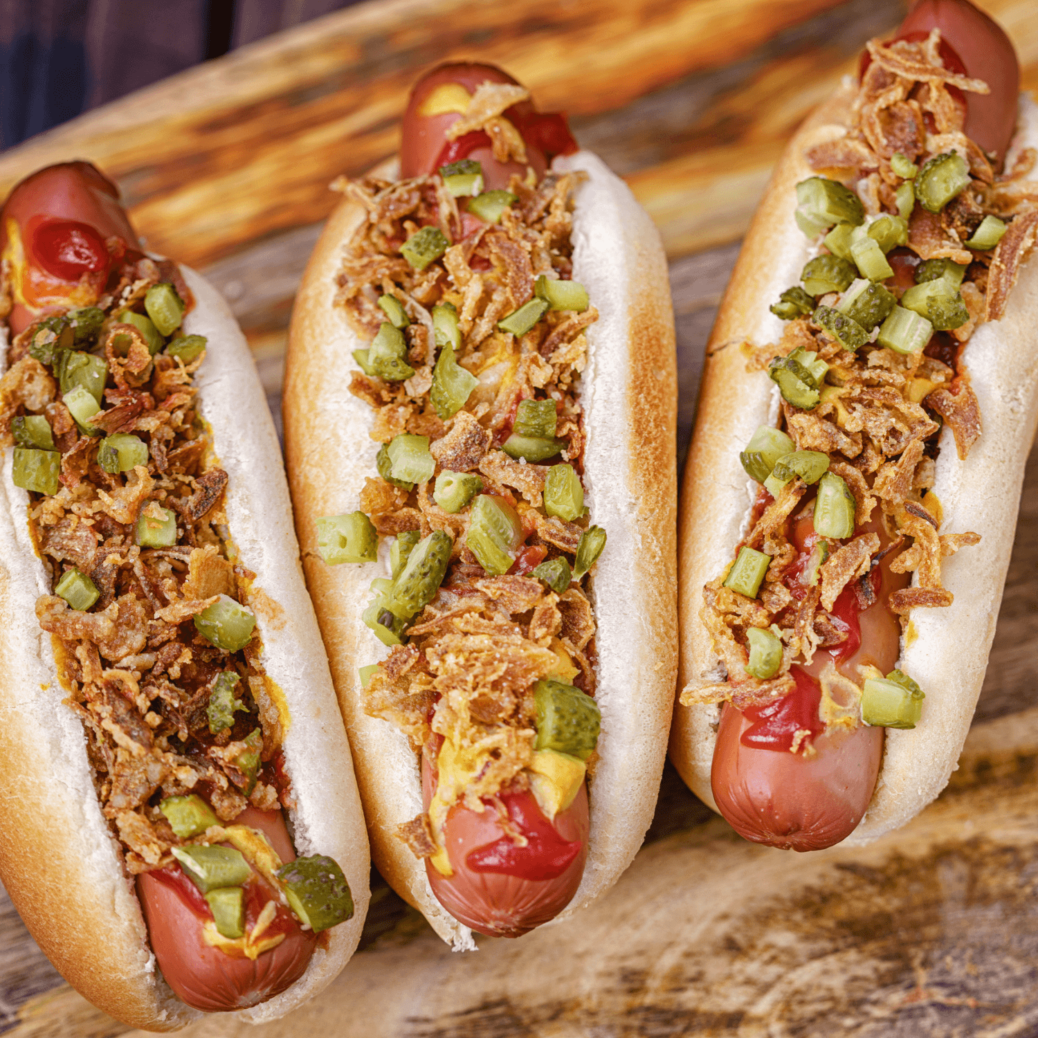 sausage with crispy onions