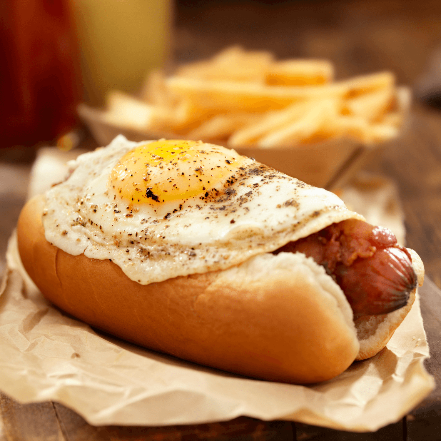 sausage with fried egg