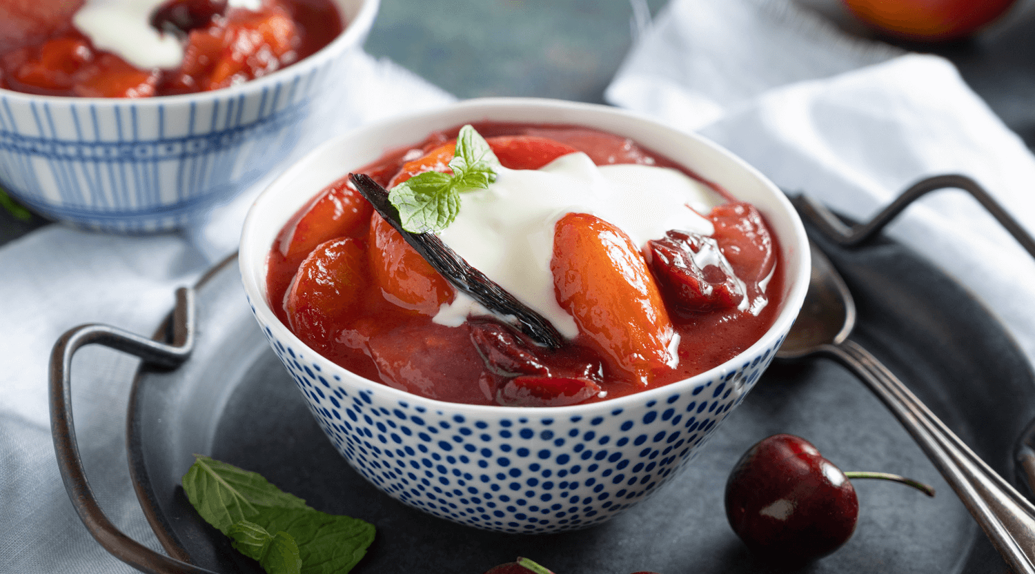 Brown Sugar Glazed Stone Fruit with Mascarpone Cream