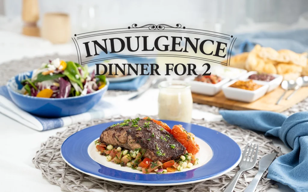 Farm Boy Indulgence Dinner for 2 plated on a table. 