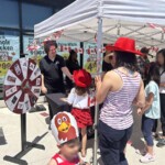 A spin the wheel game was spun to decide what free items a customer could win.