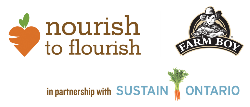 Logo Nourish to Flourish with Farm Boy Logo