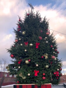 Close up of the huge Christmas tree.