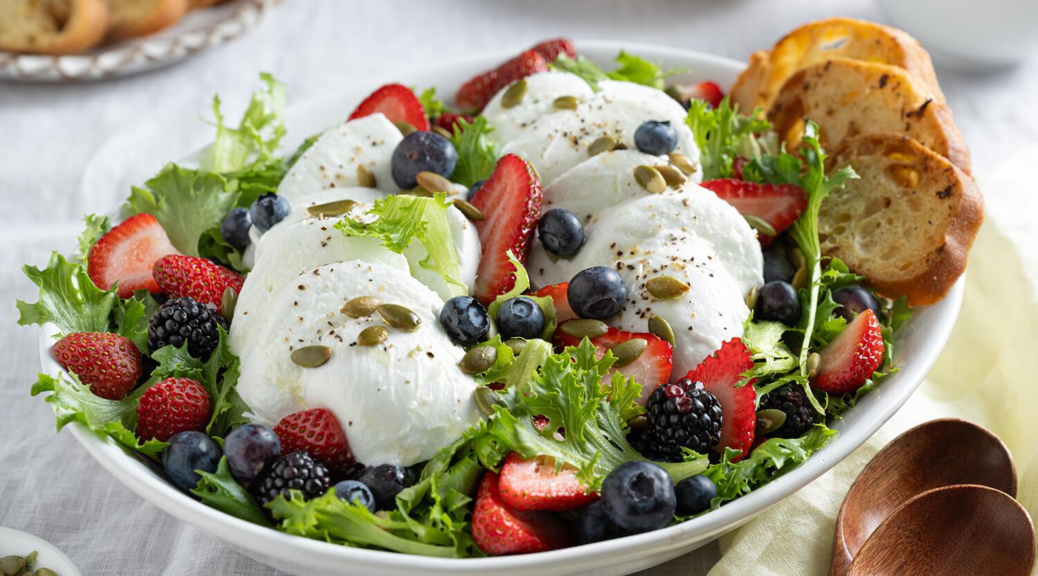 Berries, Greens and Buffalo Mozzarella Salad