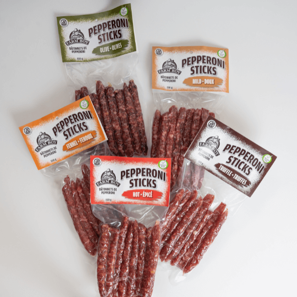 Group of Farm Boy Pepperoni Sticks.