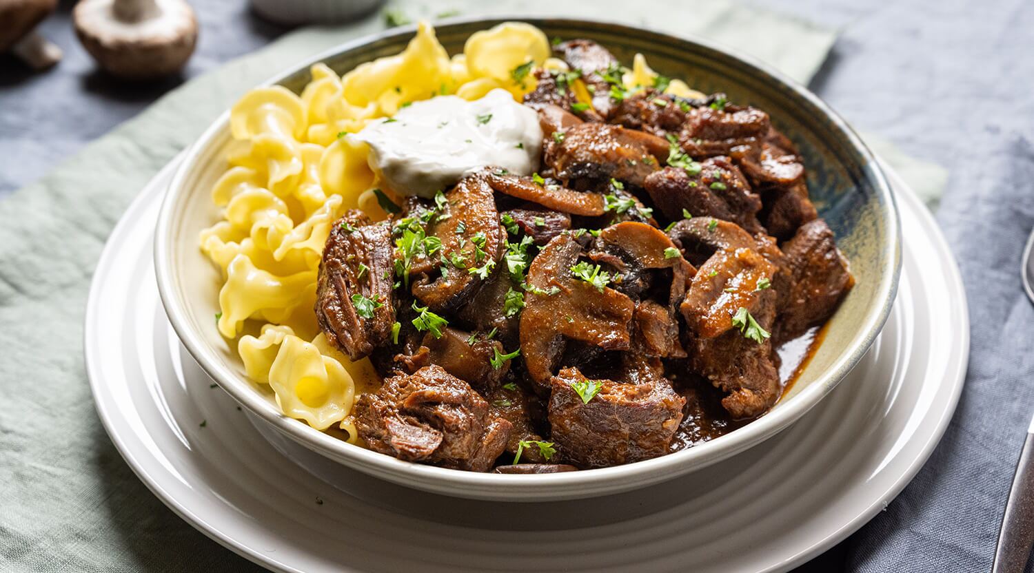 Slow Braised Beef and Mushrooms