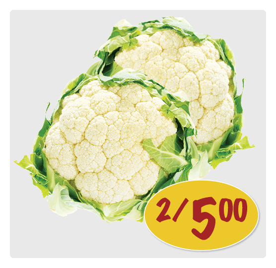 Fresh White Cauliflower for $5.00.